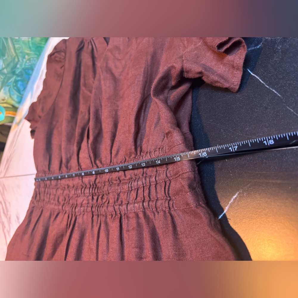Quince 100% European Linen Tiered Maxi Dress Chocolate Rust - Picture 5 of 10